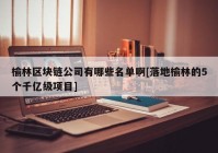 榆林区块链公司有哪些名单啊[落地榆林的5个千亿级项目]